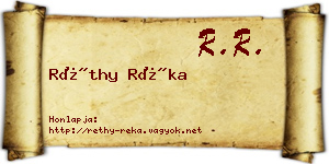 Réthy Réka névjegykártya